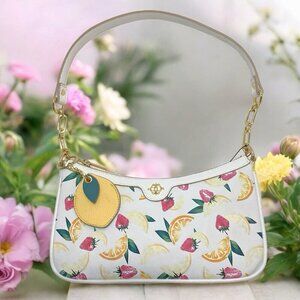 Nanette Lepore Juicy Fruit Slice Handbag w/ Lemon Keychain AirTag Holder Charm